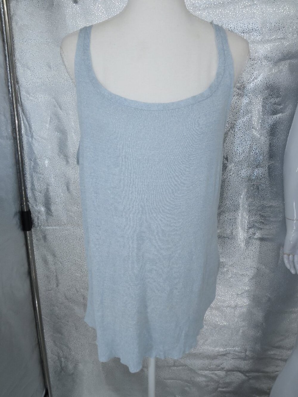Eileen Fisher XL Light Blue Linen Silk Tank Top Scoop Neck Sleeveless Tunic Knit